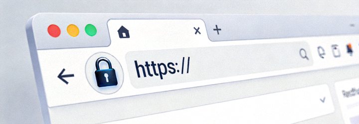 Contoh tampilan browser yang menunjukkan indikator keamanan HTTPS dan ikon gembok