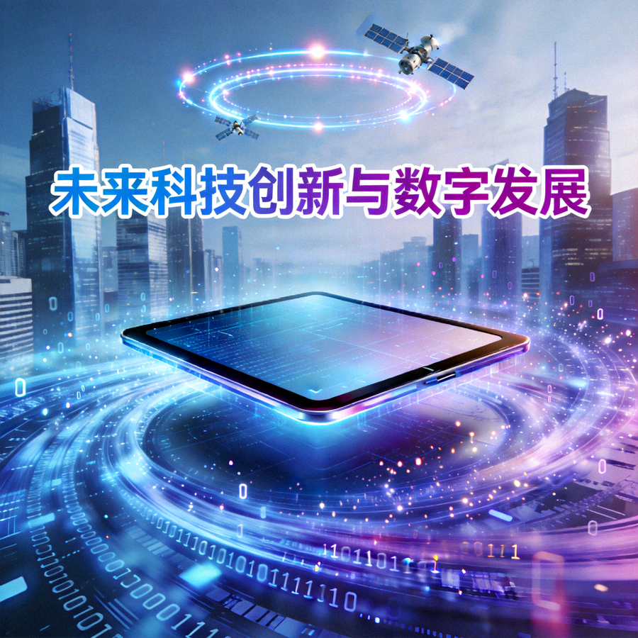 Ilustrasi inovasi teknologi masa depan dan perkembangan digital