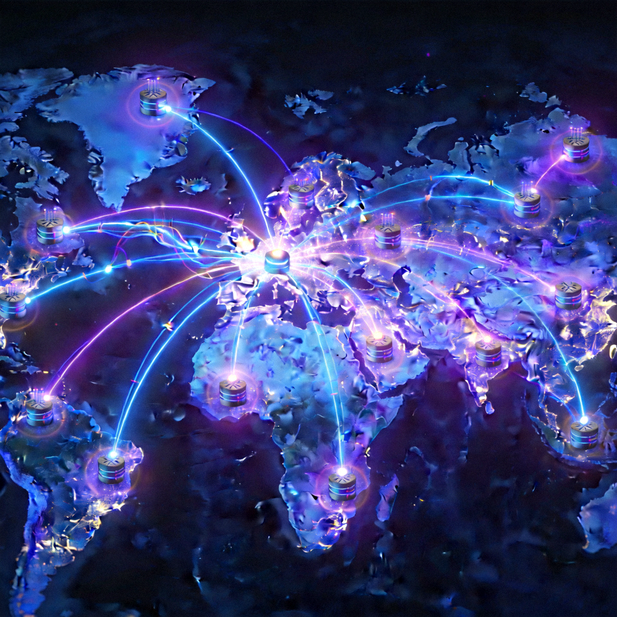 Ilustrasi jaringan koneksi internet global yang saling terhubung