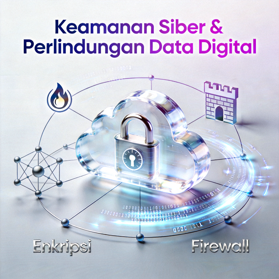Ilustrasi konsep keamanan siber dan perlindungan data digital