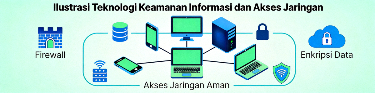 Ilustrasi teknologi keamanan informasi dan akses jaringan