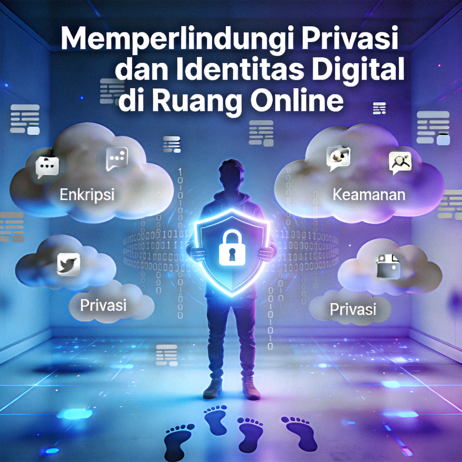 Ilustrasi tentang menjaga privasi dan identitas digital di ruang online